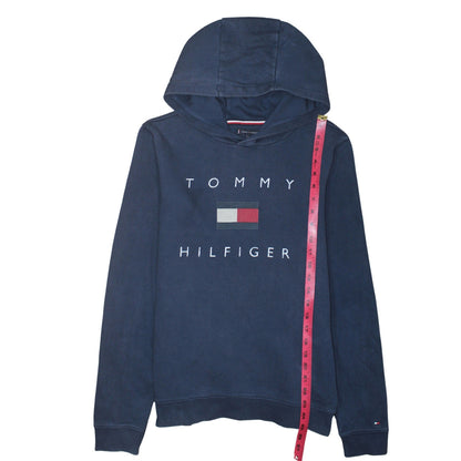 Tommy Hilfiger Boys Navy Blue Pullover Hoodie 176 Cotton Logo Print