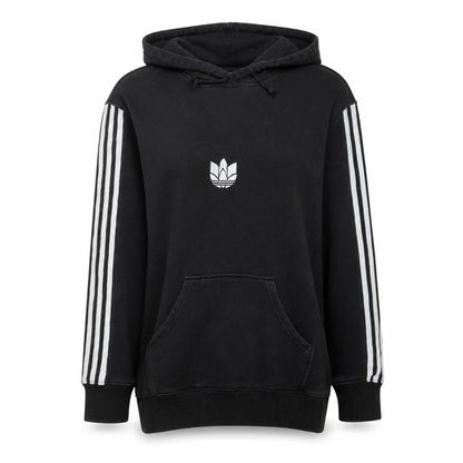 Adidas Womens Black Size 10 Pullover Hoodie with Stripes and Logo
