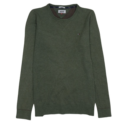 Tommy Hilfiger Men's Green XL Cotton Crew Neck Pullover Jumper
