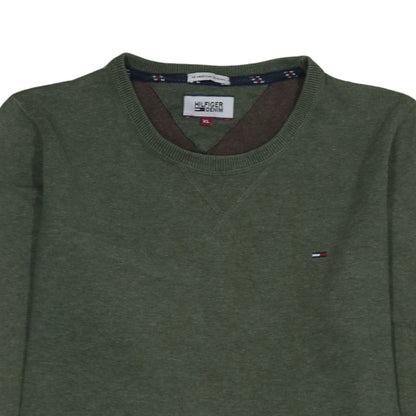 Tommy Hilfiger Men's Green XL Cotton Crew Neck Pullover Jumper