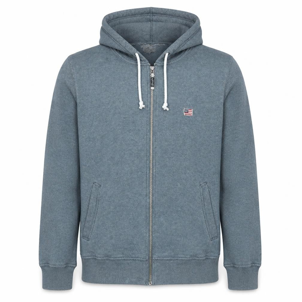 Wrangler Mens Blue Full Zip Hoodie Regular Fit Cotton Sweatshirt Size L