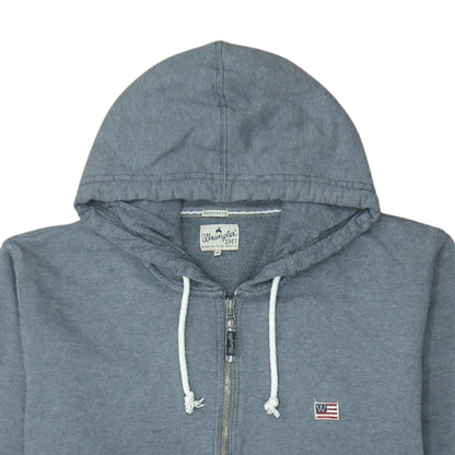 Wrangler Mens Blue Full Zip Hoodie Regular Fit Cotton Sweatshirt Size L