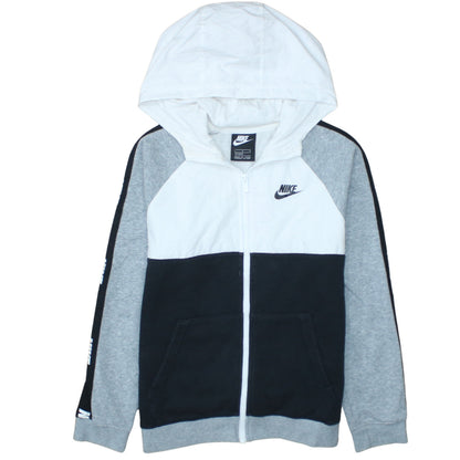 Nike Boys Black Grey White Full Zip Colourblock Hoodie Size 13-14 Years