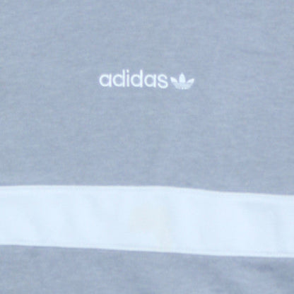 adidas Mens Grey Pullover Hoodie Medium Logo Fleece Sportswear