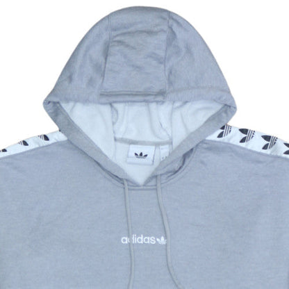 adidas Mens Grey Pullover Hoodie Medium Logo Fleece Sportswear