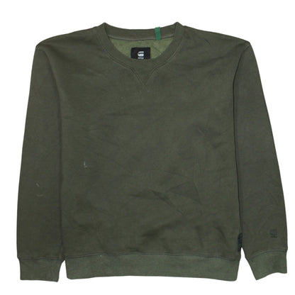 G-Star RAW Men's Green Crew Neck Pullover Sweatshirt L