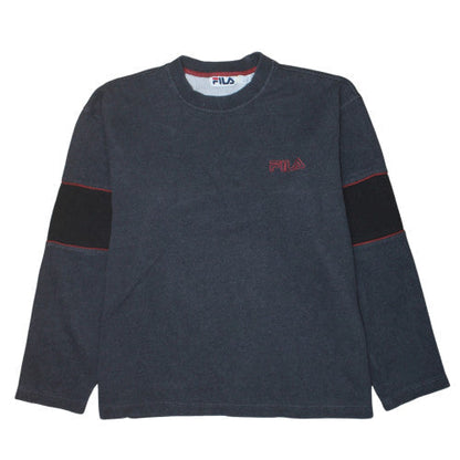 Fila Mens Grey Crew Neck Fleece Sweatshirt Size M Retro Style