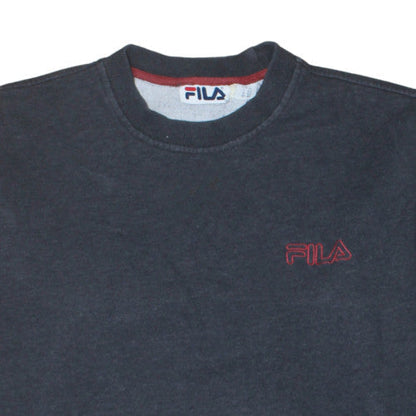 Fila Mens Grey Crew Neck Fleece Sweatshirt Size M Retro Style