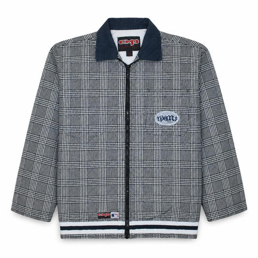 CMP Team Sport Men's Black Check Bomber Jacket L Cotton Yankees Style