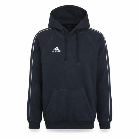 Front view of Adidas Men's Black Pullover Hoodie, size S, Sports Fleece Sweatshirt