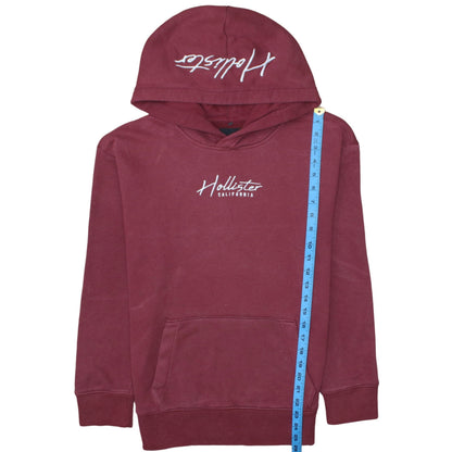 Hollister Mens Red Pullover Hoodie XS Logo Fleece Sweatshirt