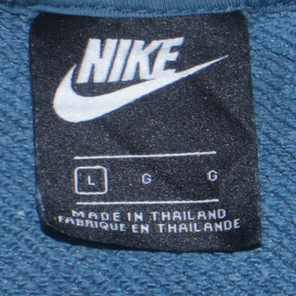 Nike Men's Blue Crew Neck Pullover Sweatshirt L Logo Print