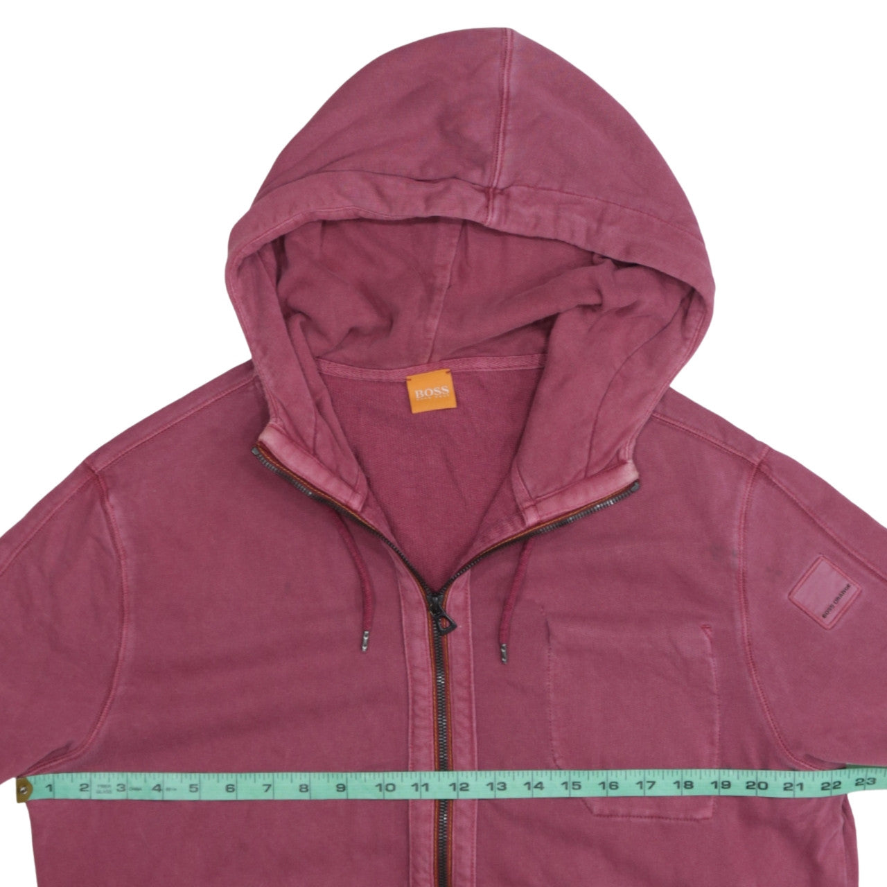 Hugo Boss Men's Red Full Zip Hoodie Size L Cotton Casual
