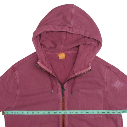 Hugo Boss Men's Red Full Zip Hoodie Size L Cotton Casual