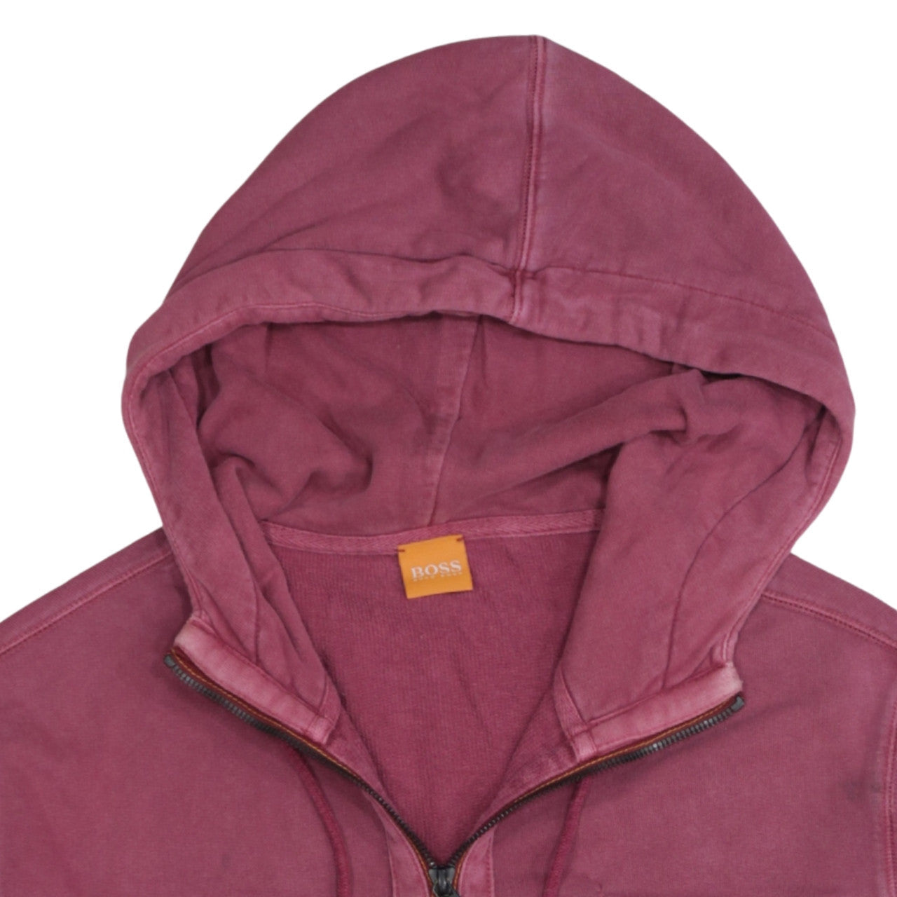 Hugo Boss Men's Red Full Zip Hoodie Size L Cotton Casual