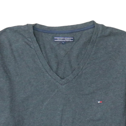 Tommy Hilfiger Men's Grey Long Sleeve V-Neck T-Shirt XL