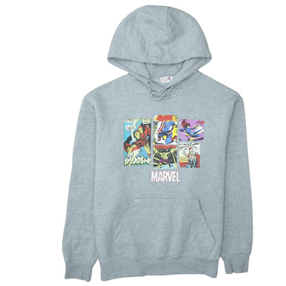 Marvel Men’s Grey Pullover Hoodie M Comic Graphic Print Fleece