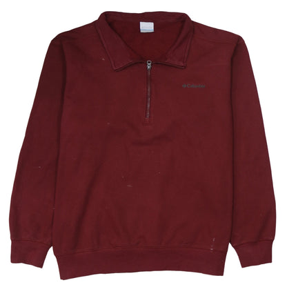 Columbia Mens Red 1/2 Zip Fleece Sweatshirt Size L Outdoor Pullover