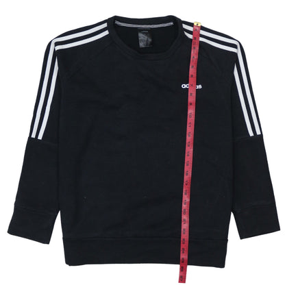 Adidas Womens Black Crew Neck Pullover Sweatshirt L 16-18