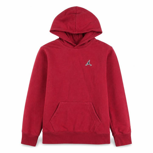 Front view of Jordan boys’ red pullover hoodie 13-14 years fleece cotton sweatshirt