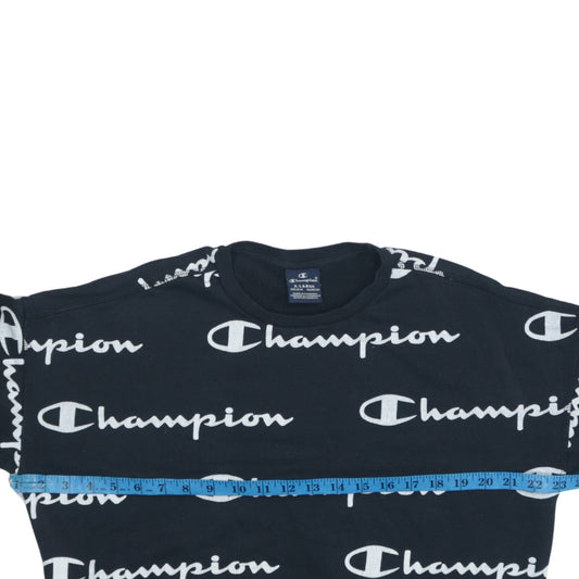 Champion Boys Black Logo Pullover Sweatshirt 13-14 Years Crew Neck