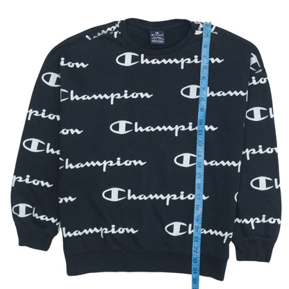 Champion Boys Black Logo Pullover Sweatshirt 13-14 Years Crew Neck