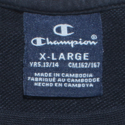 Champion Boys Black Logo Pullover Sweatshirt 13-14 Years Crew Neck