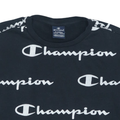 Champion Boys Black Logo Pullover Sweatshirt 13-14 Years Crew Neck