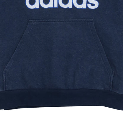 Adidas Men’s Blue Pullover Hoodie Size M Fleece Logo Sweatshirt