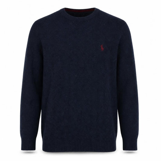 Front view of U.S. Polo Assn. Men's Blue Cable Knit Crew Neck Jumper XL