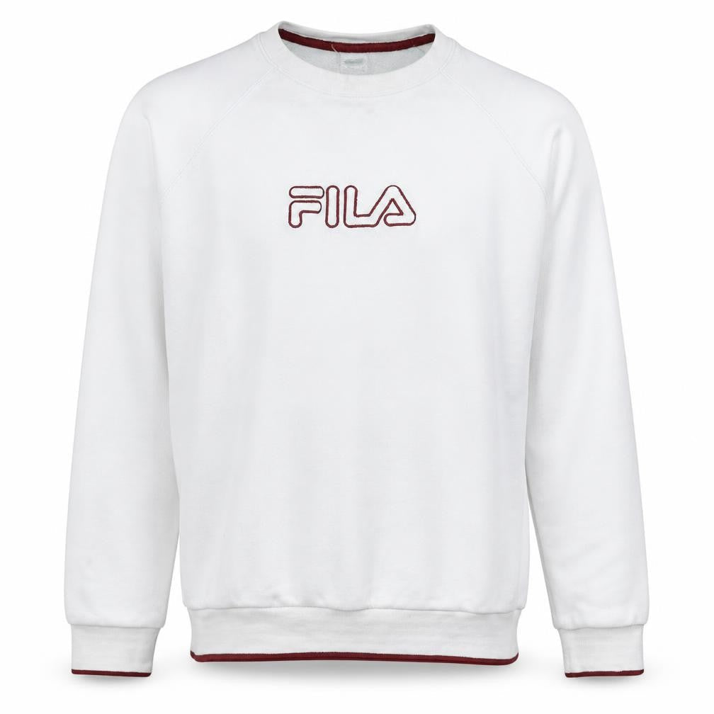 Fila Men's White Embroidered Logo Pullover Sweatshirt Size M