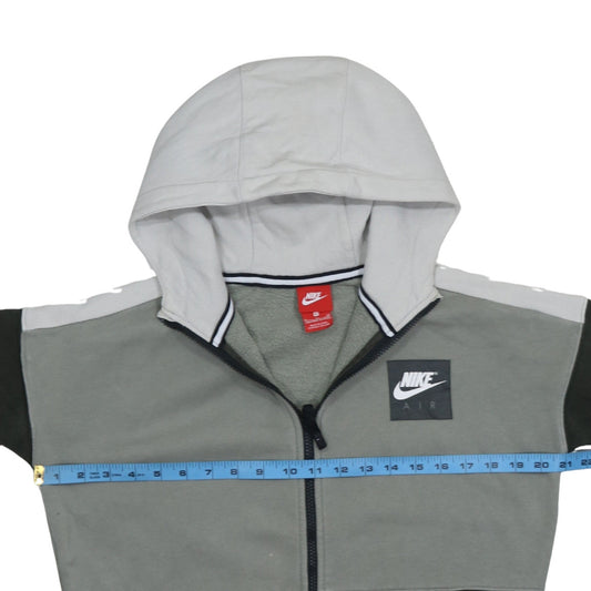 Nike Boys Green Grey Full Zip Hoodie XL 13-15 Years Hooded Sweatshirt