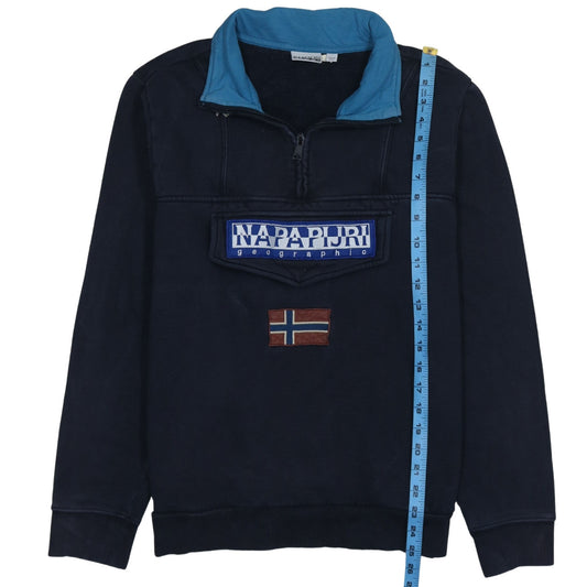Napapijri Men's Blue 1/2 Zip Pullover Sweatshirt M Regular Fit