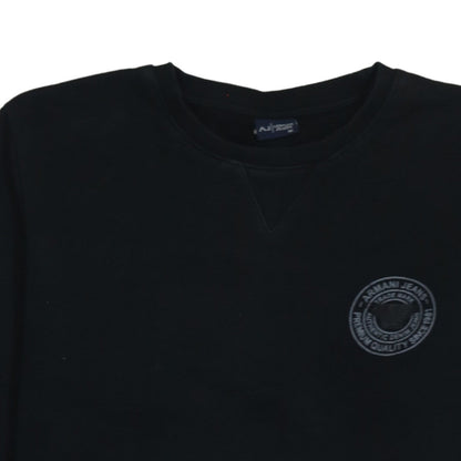 Armani Jeans Men's Black Crew Neck Logo Sweatshirt Size M