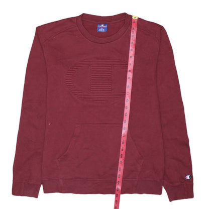 Champion Men’s Red Pullover Sweatshirt Size L Logo Embroidered Fleece