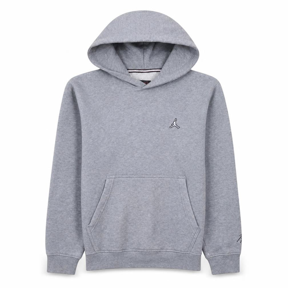 Jordan Men Grey Pullover Hoodie L Regular Fit Fleece Logo Sportswear