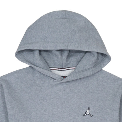 Jordan Men Grey Pullover Hoodie L Regular Fit Fleece Logo Sportswear
