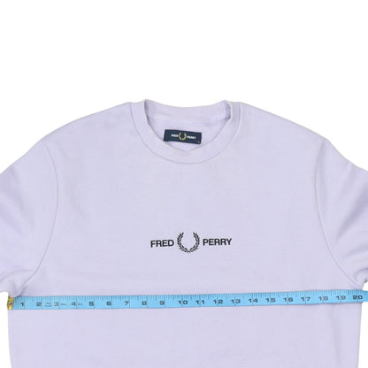 Fred Perry Women's Lilac Cotton Sweatshirt M Crew Neck Logo Pullover