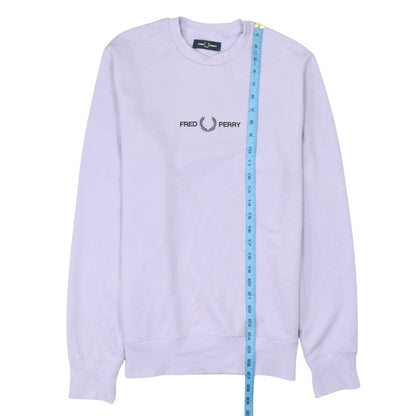 Fred Perry Women's Lilac Cotton Sweatshirt M Crew Neck Logo Pullover