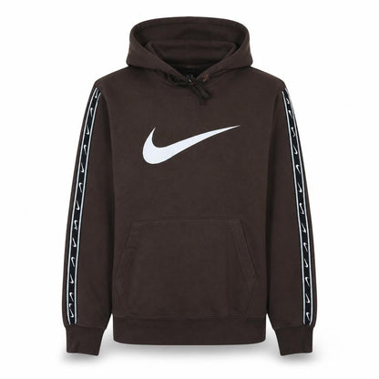 Nike Men's Brown Pullover Hoodie Small Logo Sleeve Graphic