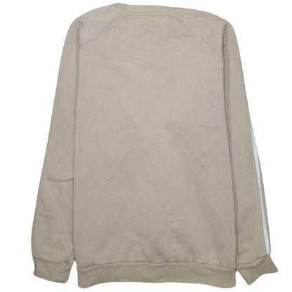 Adidas Women Beige Crew Neck Pullover Sweatshirt L Logo Cotton