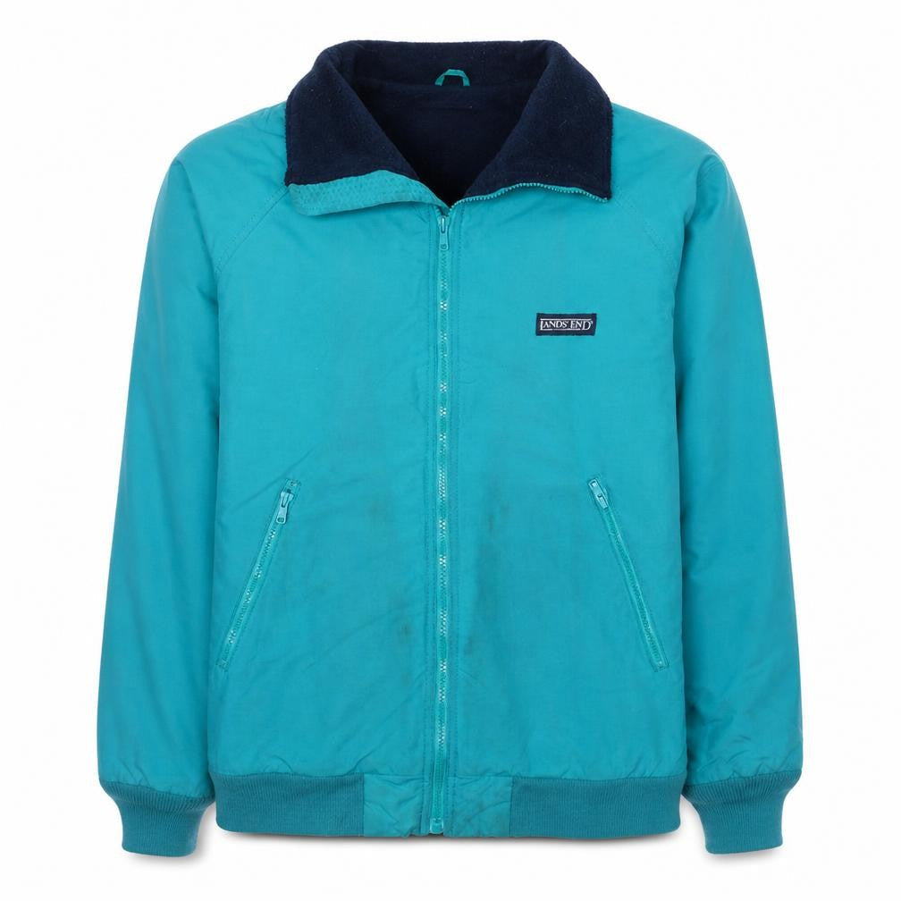 Lands' End Men's Blue Windbreaker Jacket M Tall Outdoor Nylon Lined