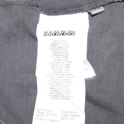 Napapijri Men's Grey Long Sleeve Polo Shirt Size L Cotton Embroidered