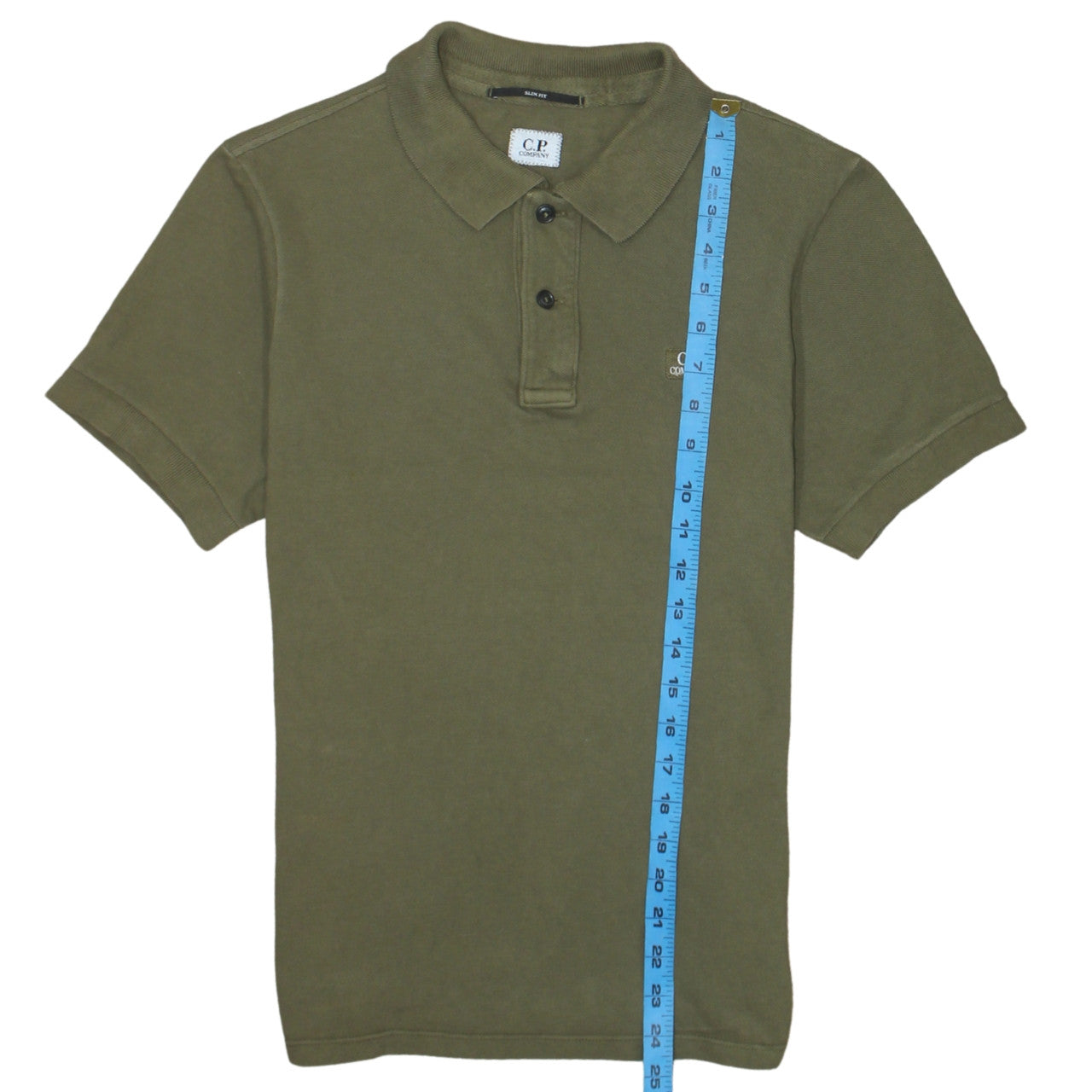 C.P. Company Men's Green Cotton Short Sleeve Polo Shirt Size S