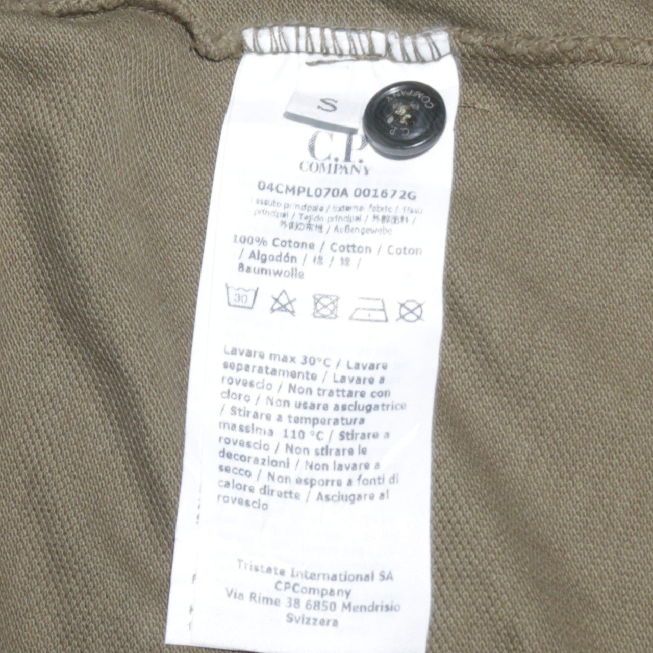 C.P. Company Men's Green Cotton Short Sleeve Polo Shirt Size S