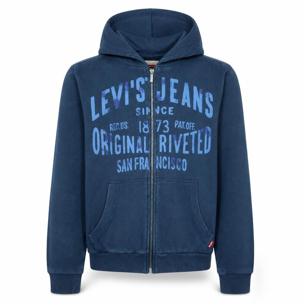 Levi’s Boys Blue Full Zip Hoodie Age 14 – 100% Cotton Graphic Print Casual Top