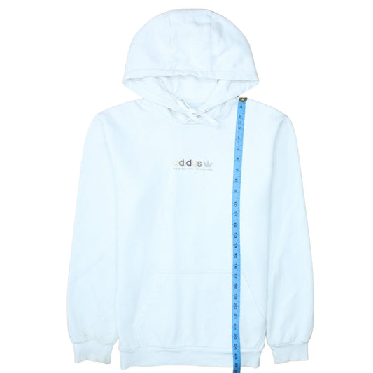 Adidas Womens White Pullover Hoodie Small Logo Cotton Blend Casual
