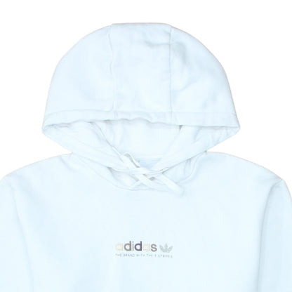Adidas Womens White Pullover Hoodie Small Logo Cotton Blend Casual