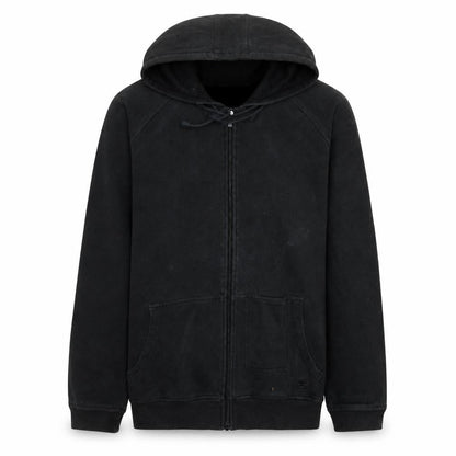 Front view of Fila men’s black full zip hoodie sweatshirt m fleece lined casual