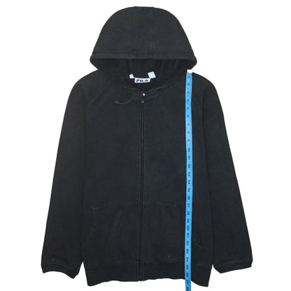 FILA Mens Black Full Zip Hoodie Sweatshirt M Fleece Lined Casual